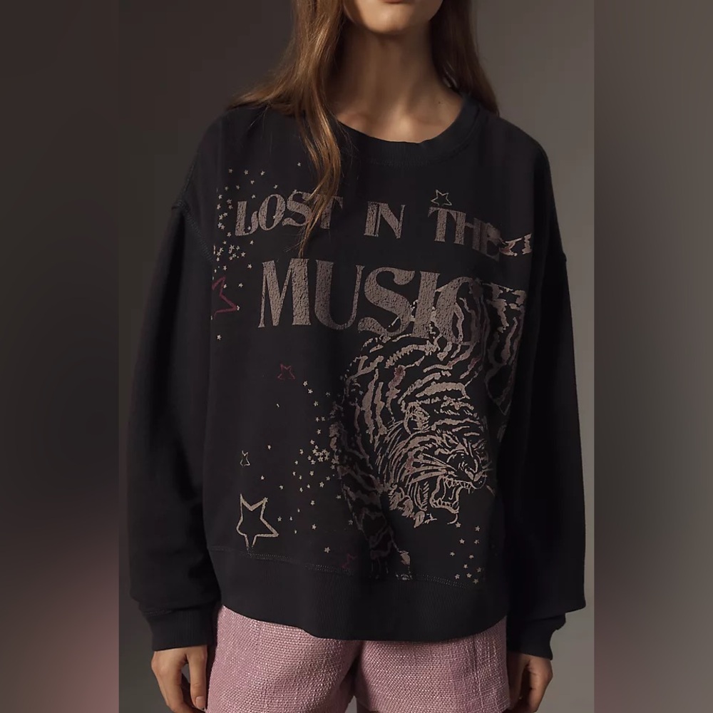 Anthropologie Pilcro Lost In The Music Crew Neck Sweatshirt - Medium